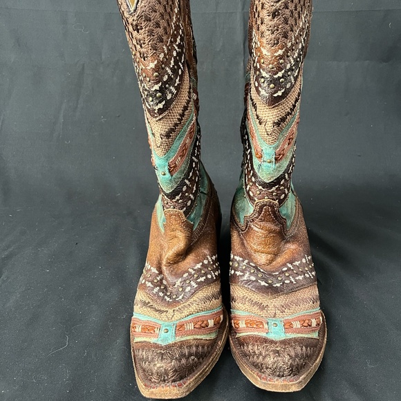Beaded all Leather Cowboy Boots - Picture 1 of 4